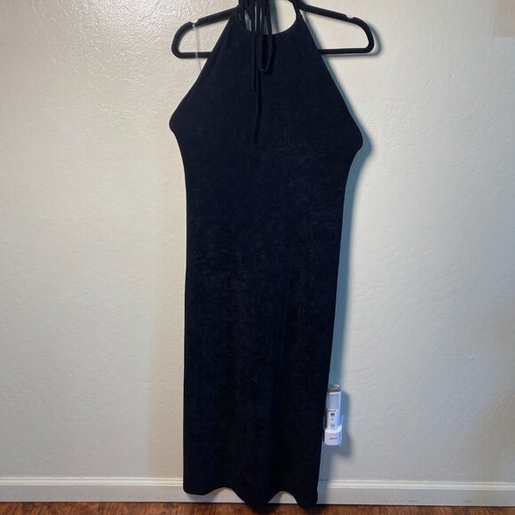 James Perse Los Angeles Black Halter Midi Dress Size 2 NWT